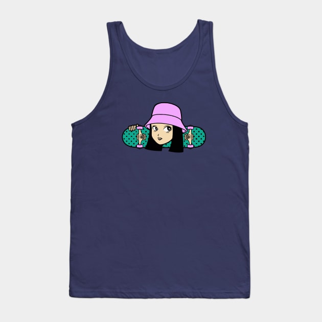 Cool Skater Girl with Bucket Hat Tank Top by SLAG_Creative